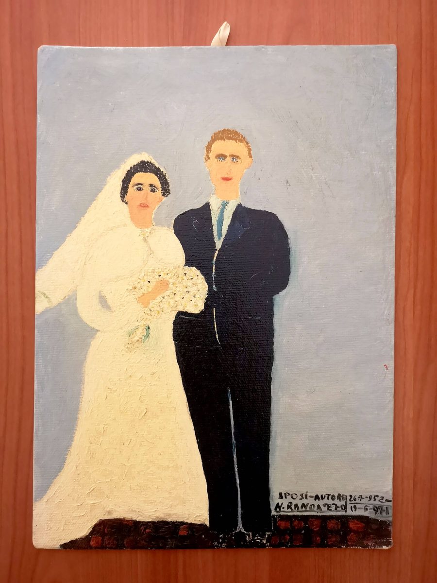 Dipinto di Natale Randazzo: Ritratto dell'amore, autoritratto per il giorno del matrimonio (Messina, 19 maggio 1971)